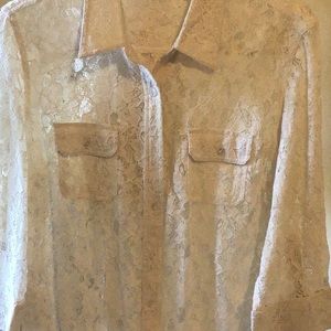 CATO LARGE IVORY LACE BLOUSE
